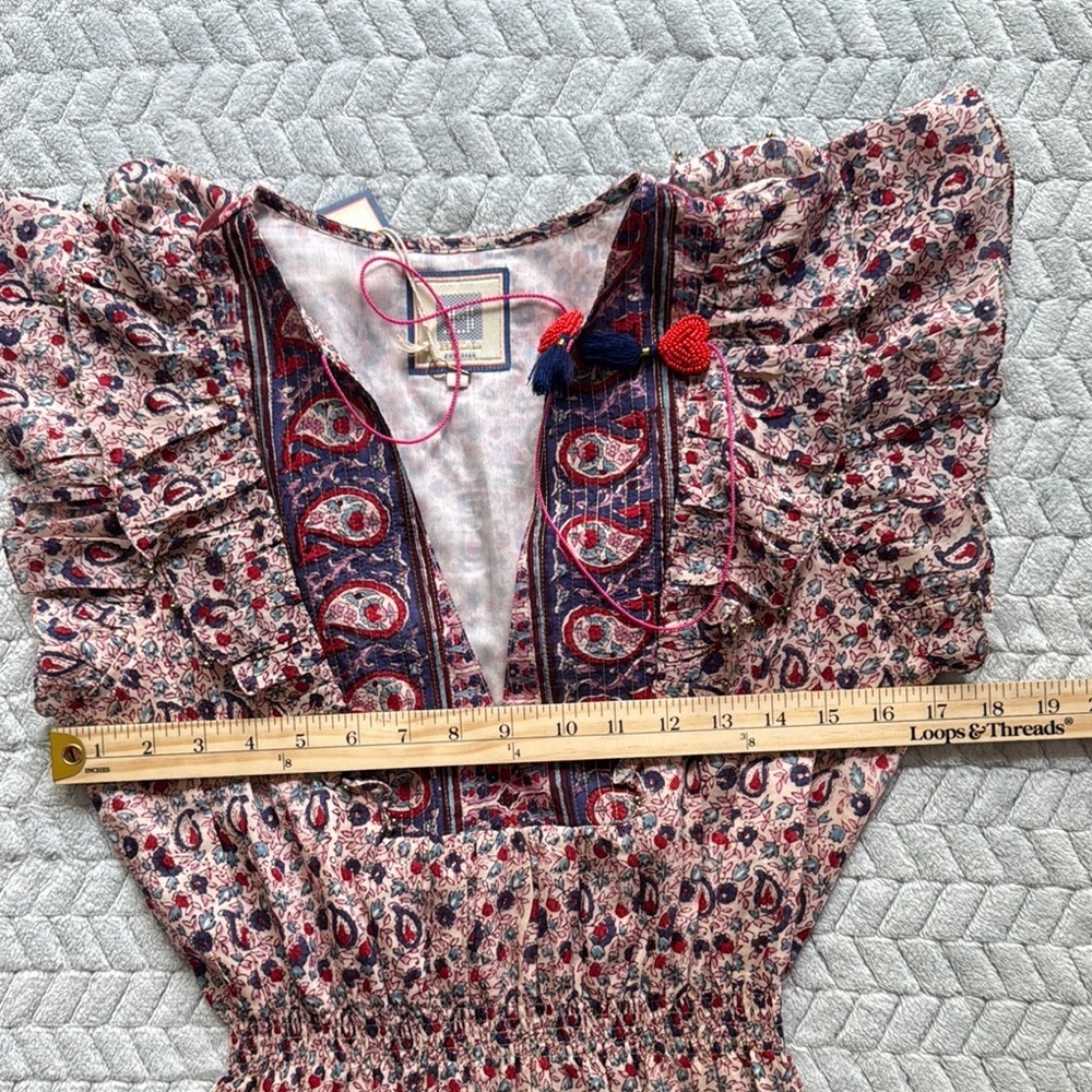 BELL Bunny & Babe Meadow Mini Navy Red Paisley Dress Size S - Picture 13 of 14